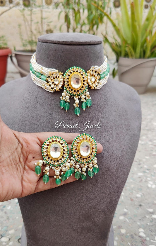 Sushmita Pachi Kundan Choker (Mint)