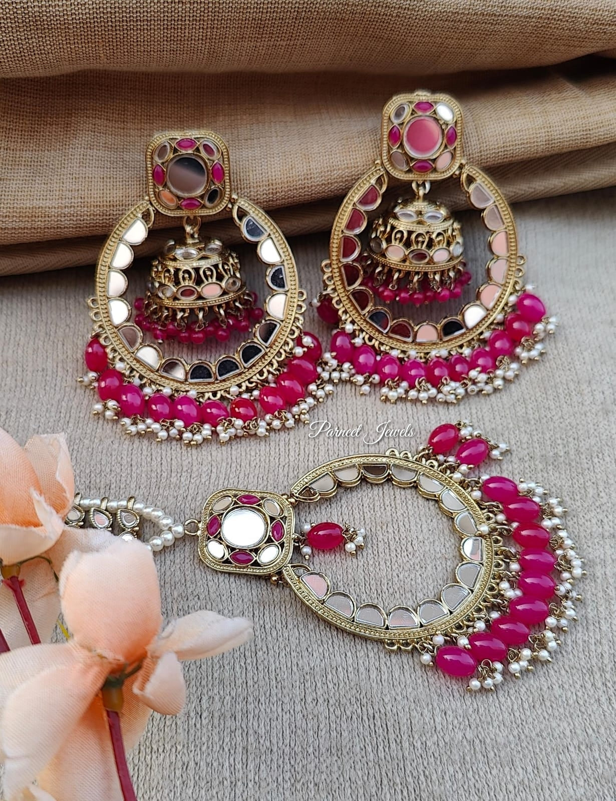 Somya Mirror Oversized Earrings Tikka