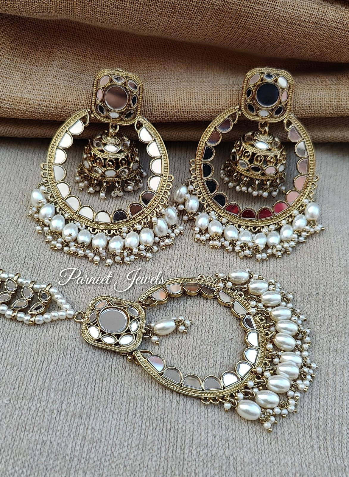 Somya Mirror Oversized Earrings Tikka