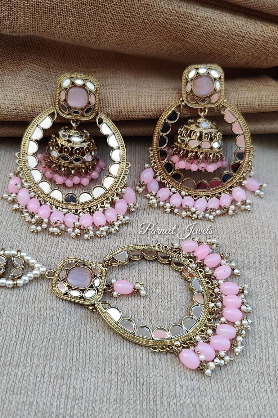 Somya Mirror Oversized Earrings Tikka