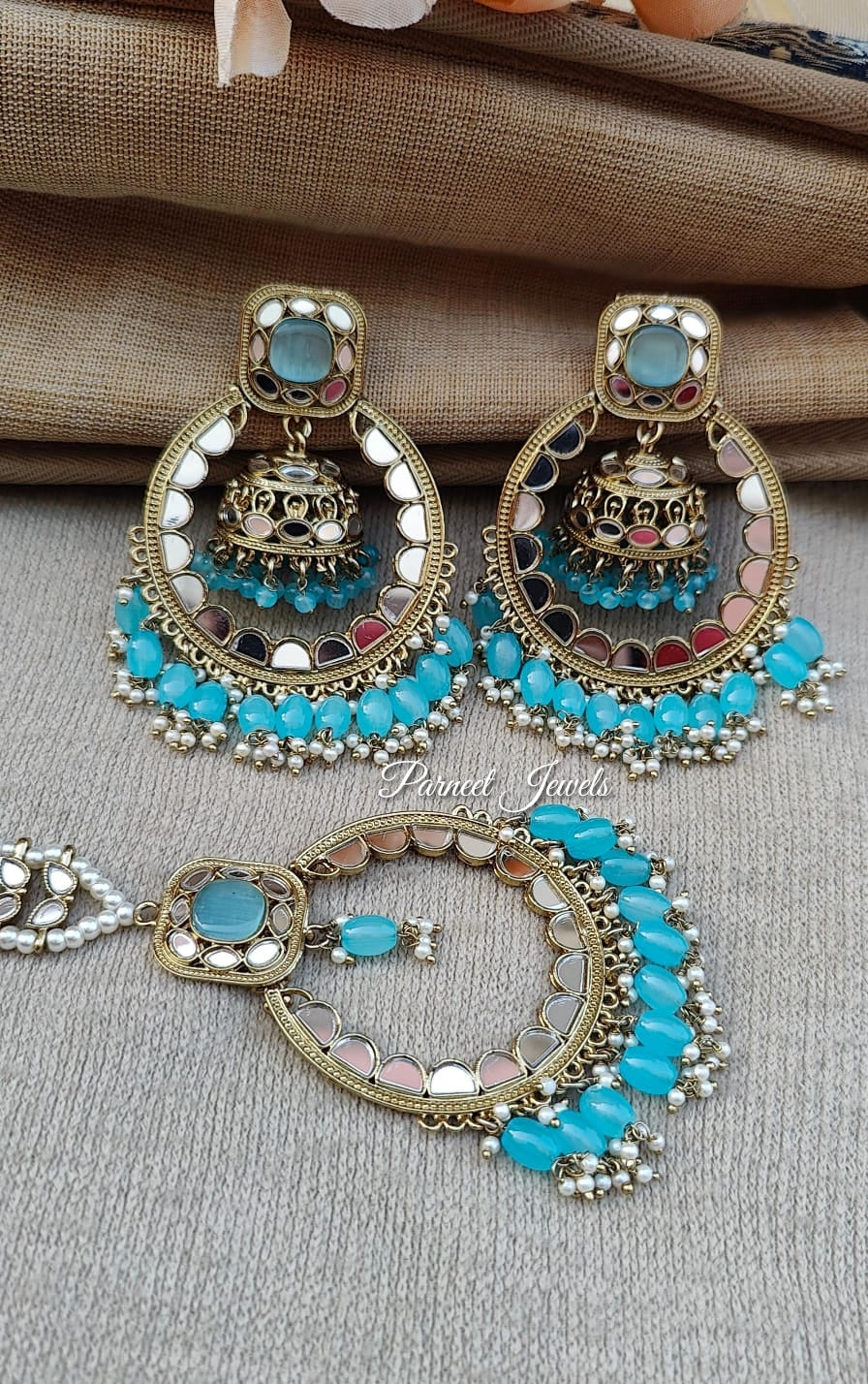 Somya Mirror Oversized Earrings Tikka