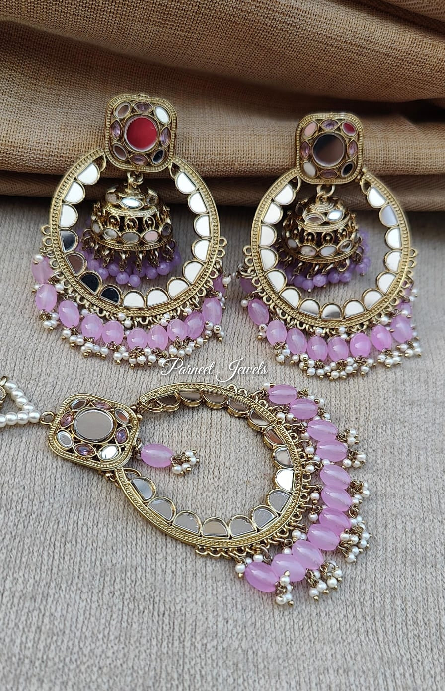 Somya Mirror Oversized Earrings Tikka