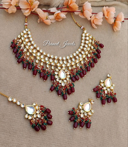 Candace Kundan Necklace (Maroon)