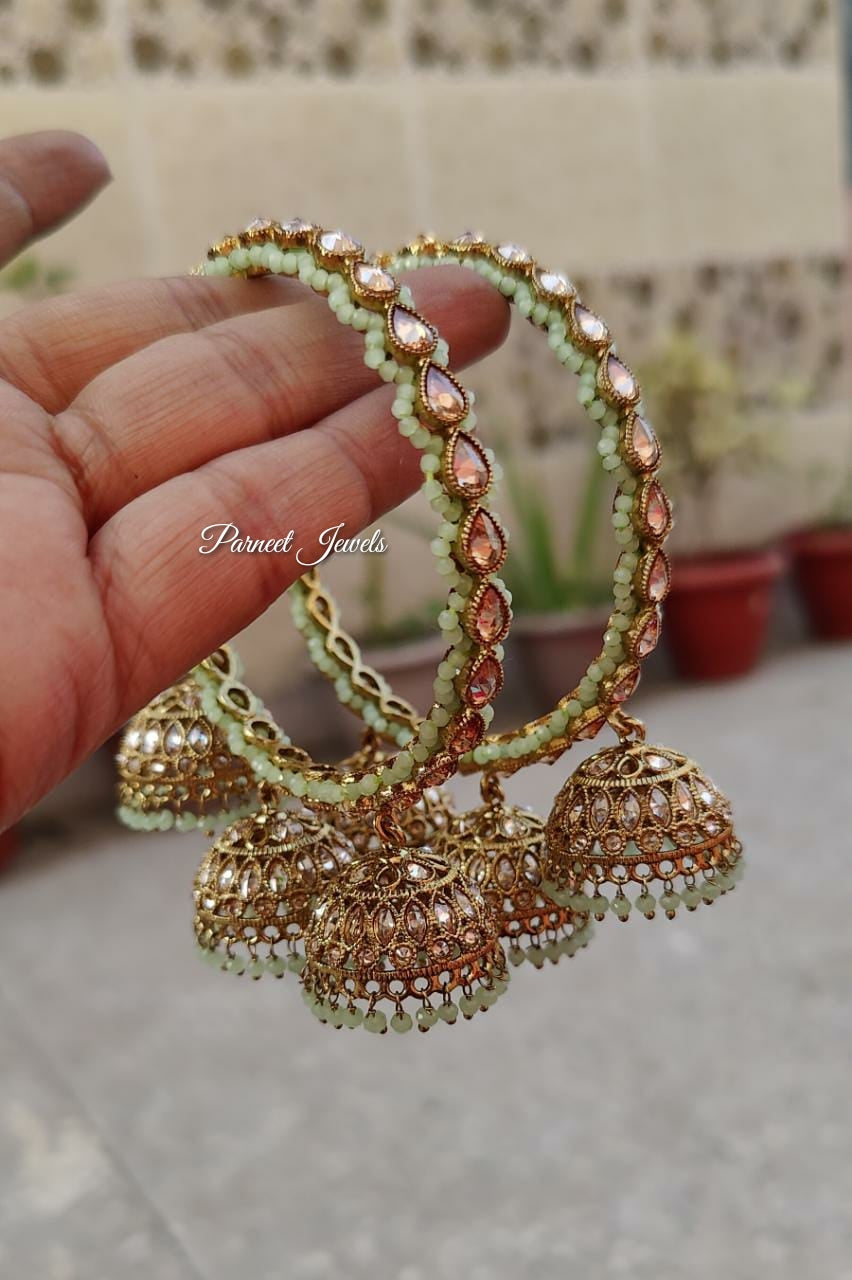 Ishani Polki Bangles (Mint)