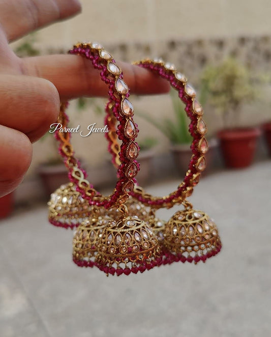 Ishani Polki Bangles (Ruby Maroon)