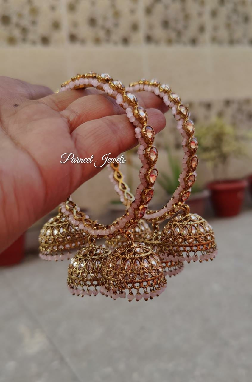 Ishani Polki Bangles (Pink)