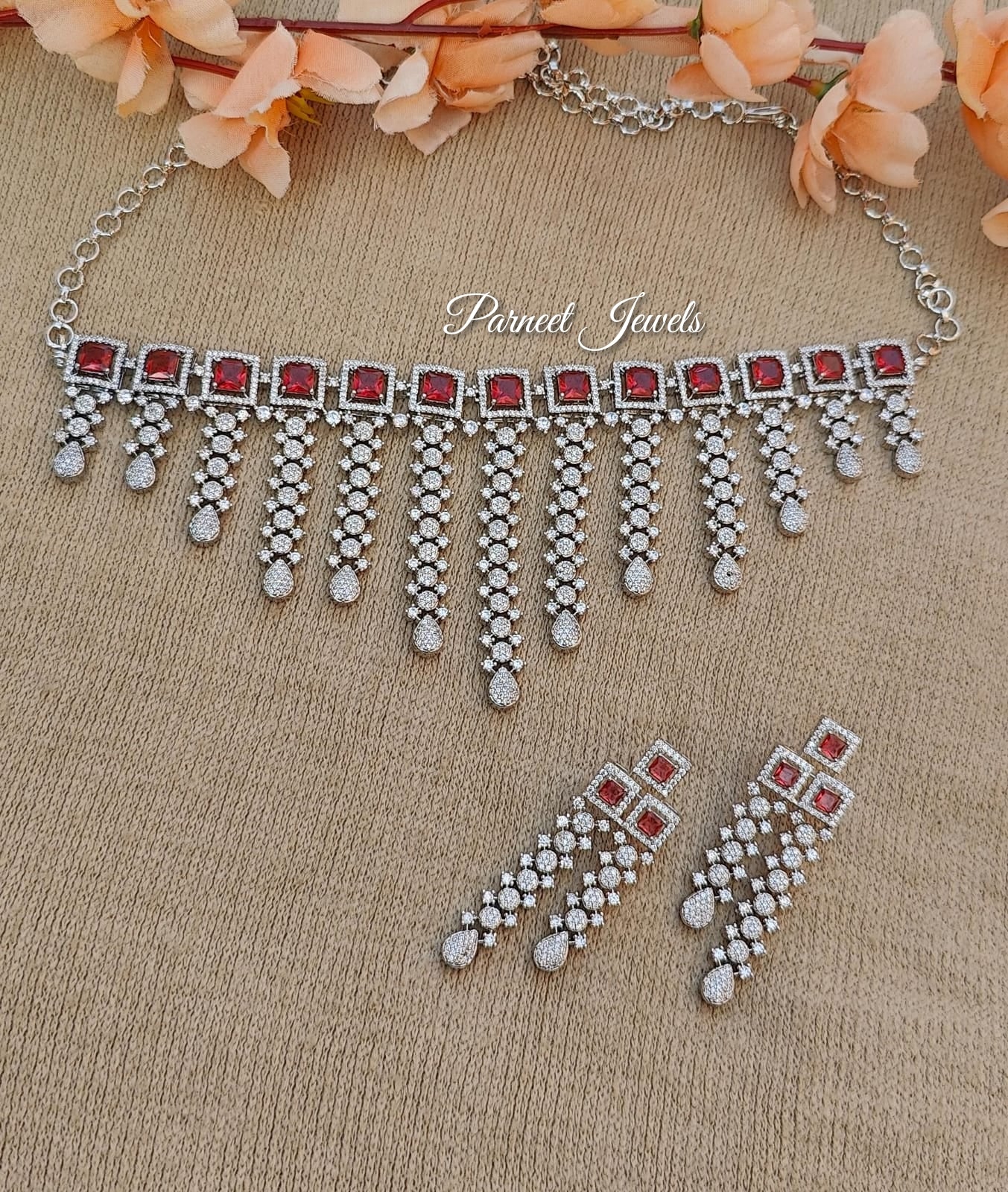 Keshvi AD/CZ Choker Set