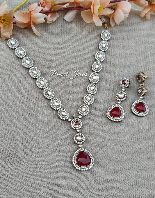 Vaibhavi Long Moissanite Necklace Set