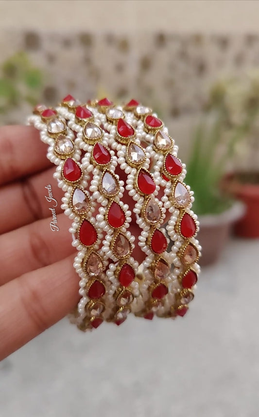 Ridhhi Polki Bangles (Red)