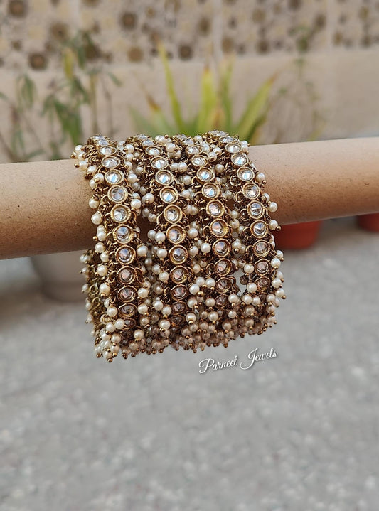 Tamanna Polki Bangles (Clear Stone)