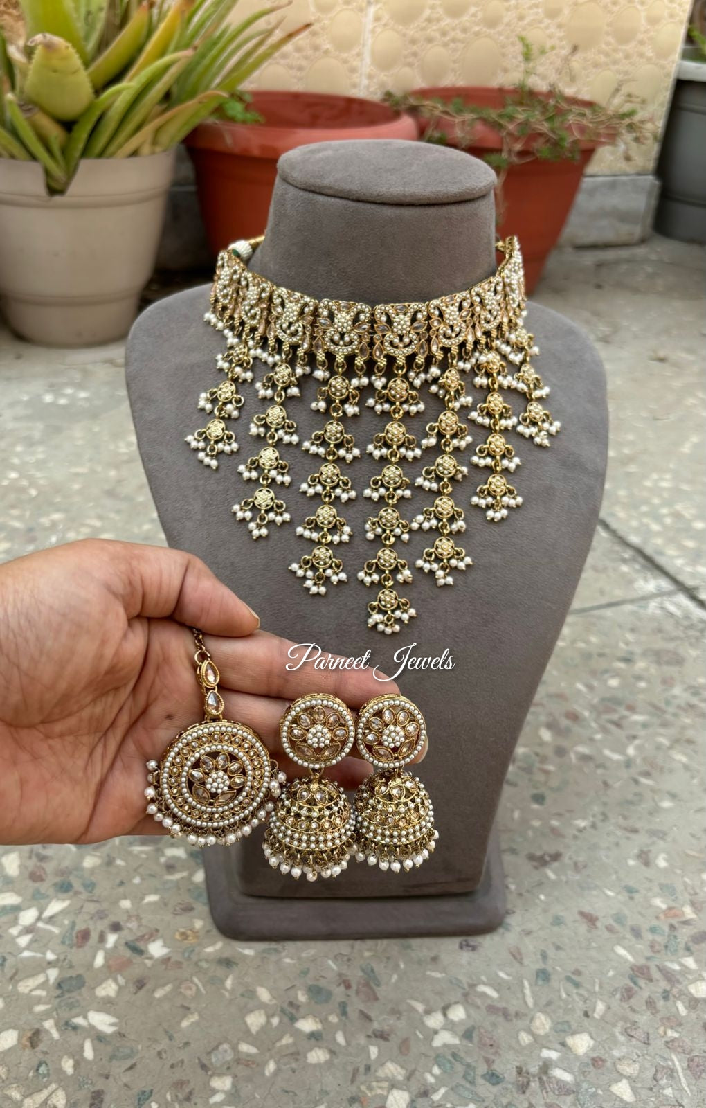 Samiha Polki Choker Set (Pearl)