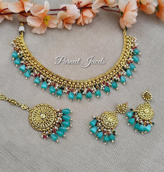 Pavneet Gold Necklace Set