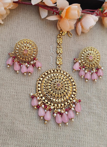 Karuna Gold Studs Tikka Set