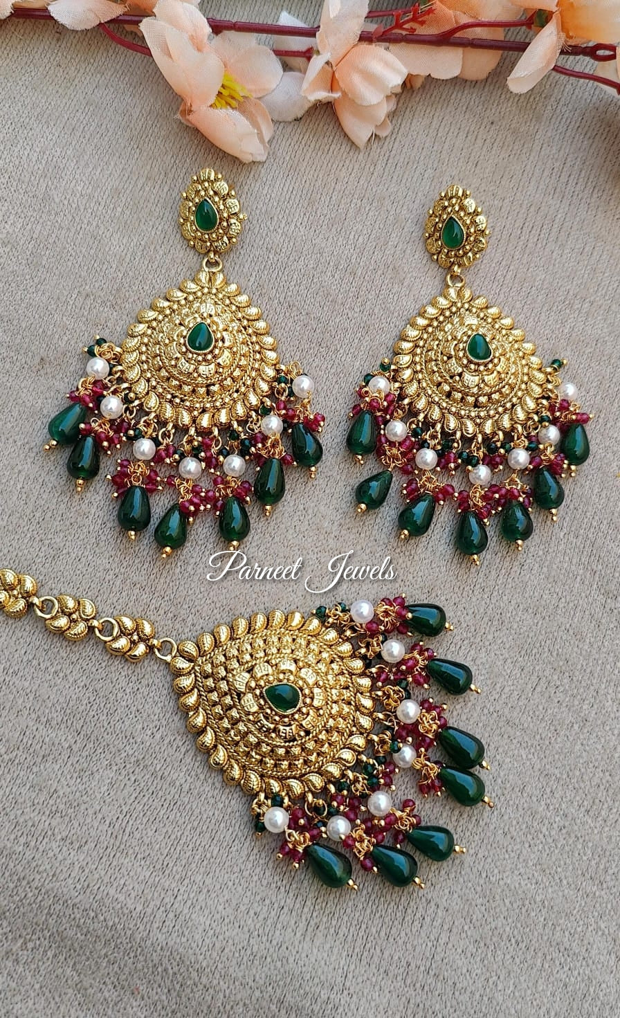 Samina Gold Earrings Tikka