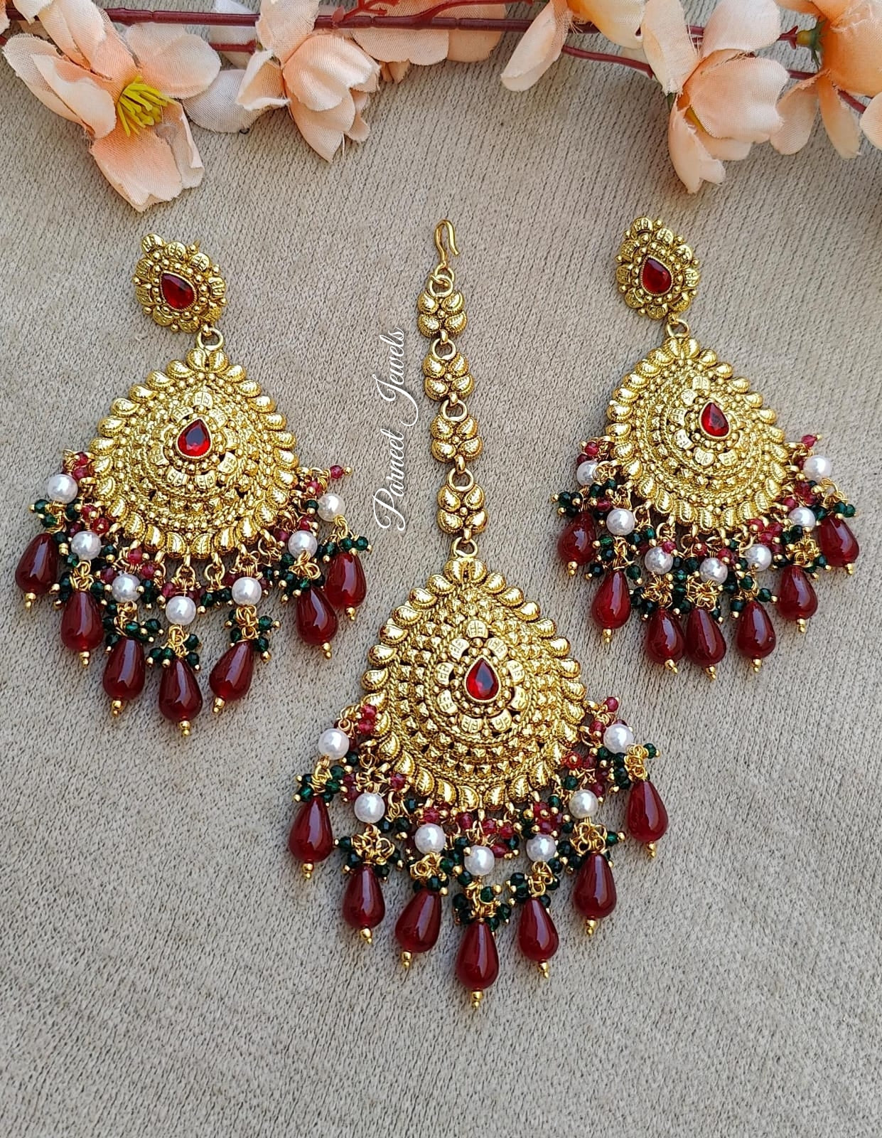 Samina Gold Earrings Tikka