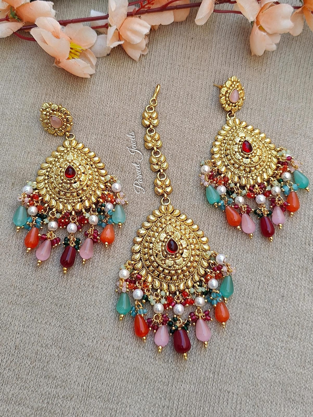 Samina Gold Earrings Tikka