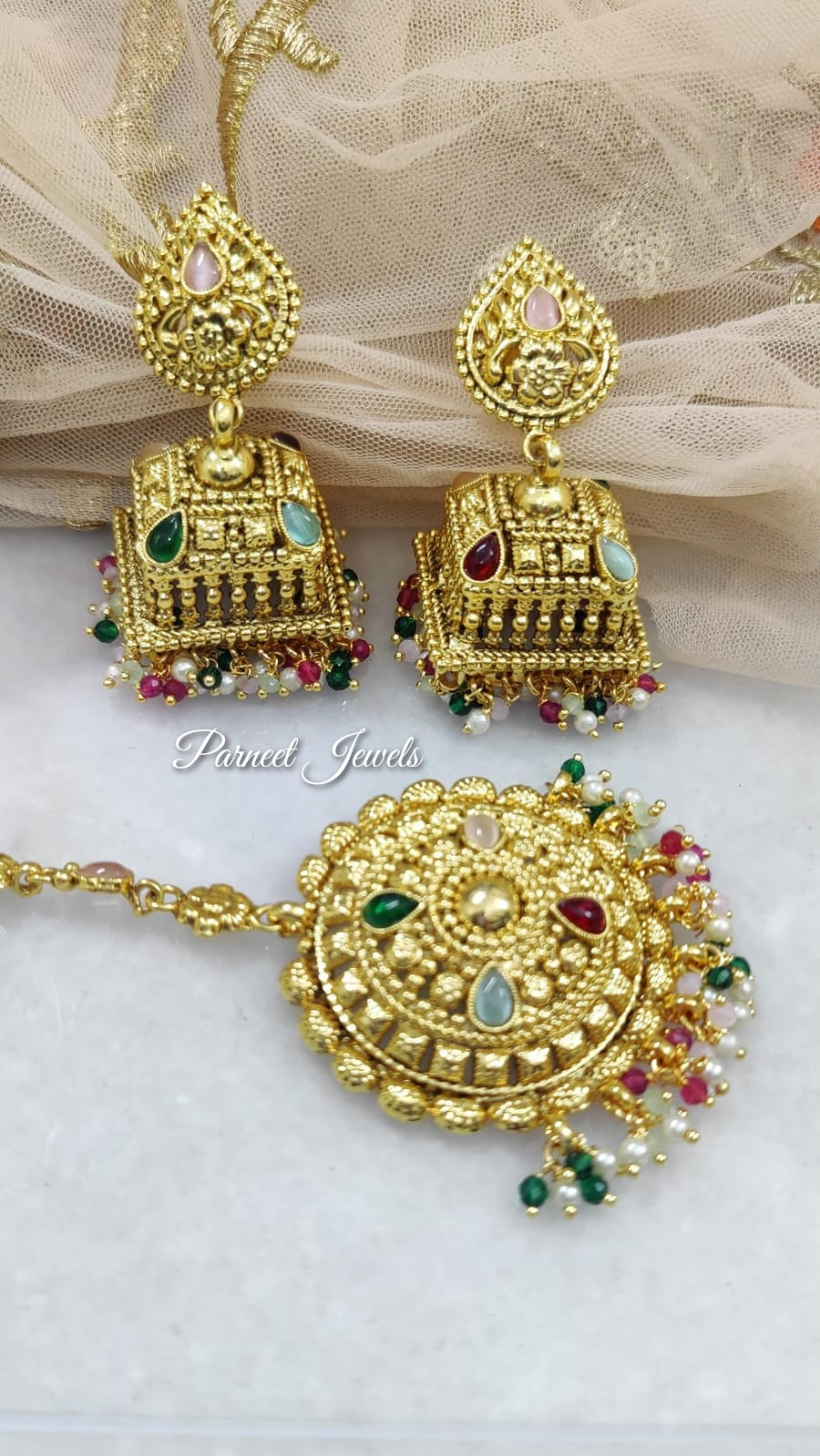 Niki Gold Jhumkis Tikka