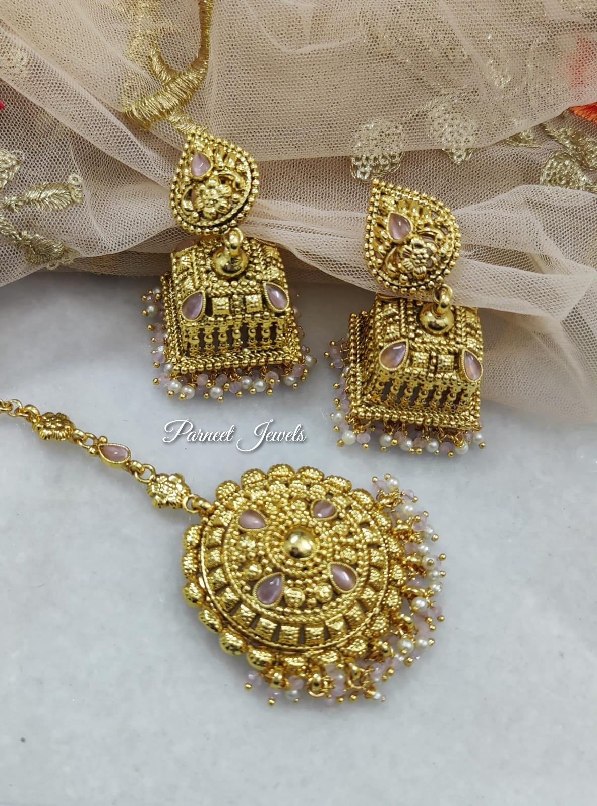 Niki Gold Jhumkis Tikka