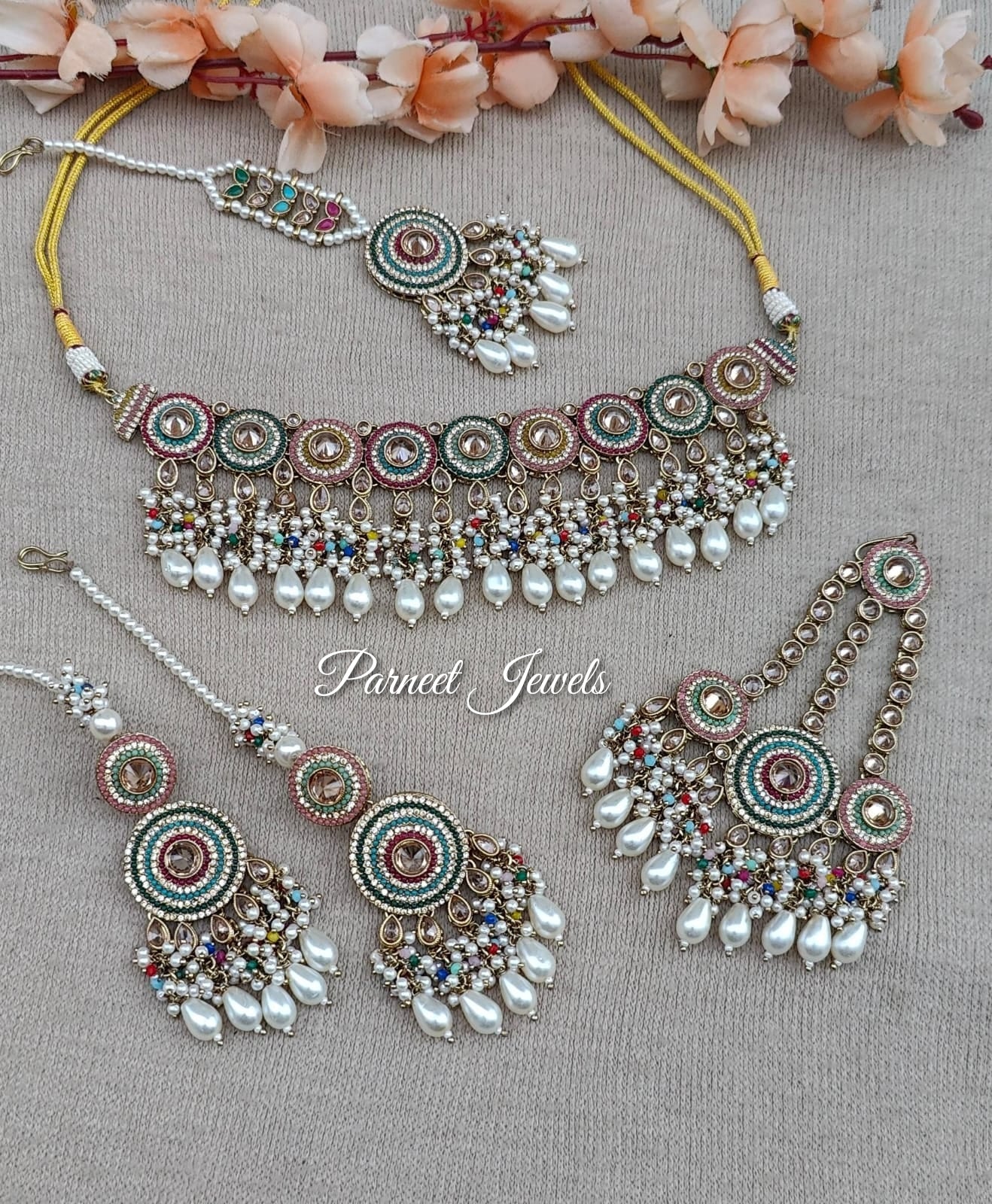 Areeba Polki Jhumar Necklace Set