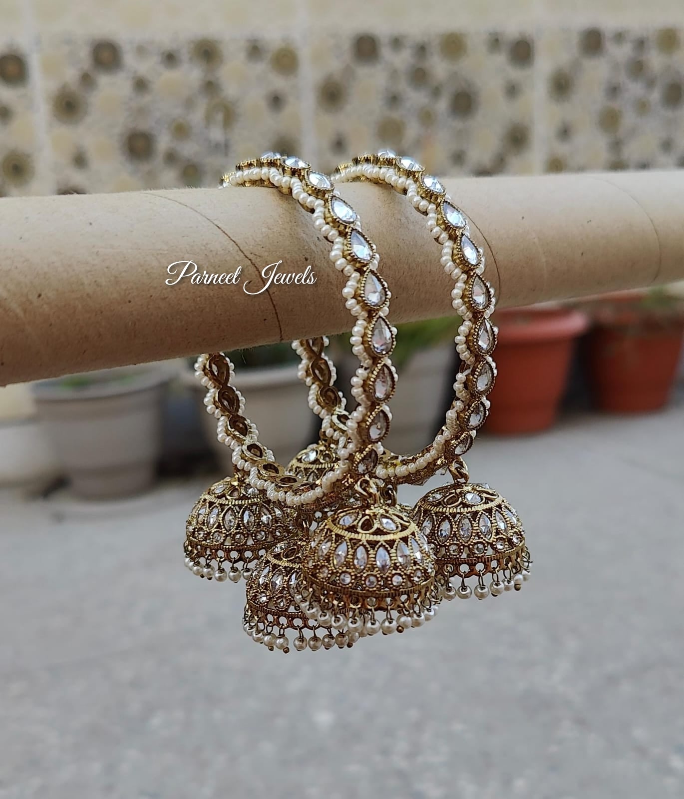 Ishani Polki Bangles (Clear stone)