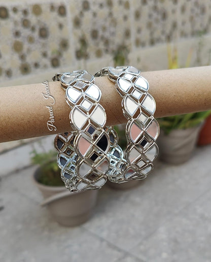 Kuhu Mirror Bangles (Silver)