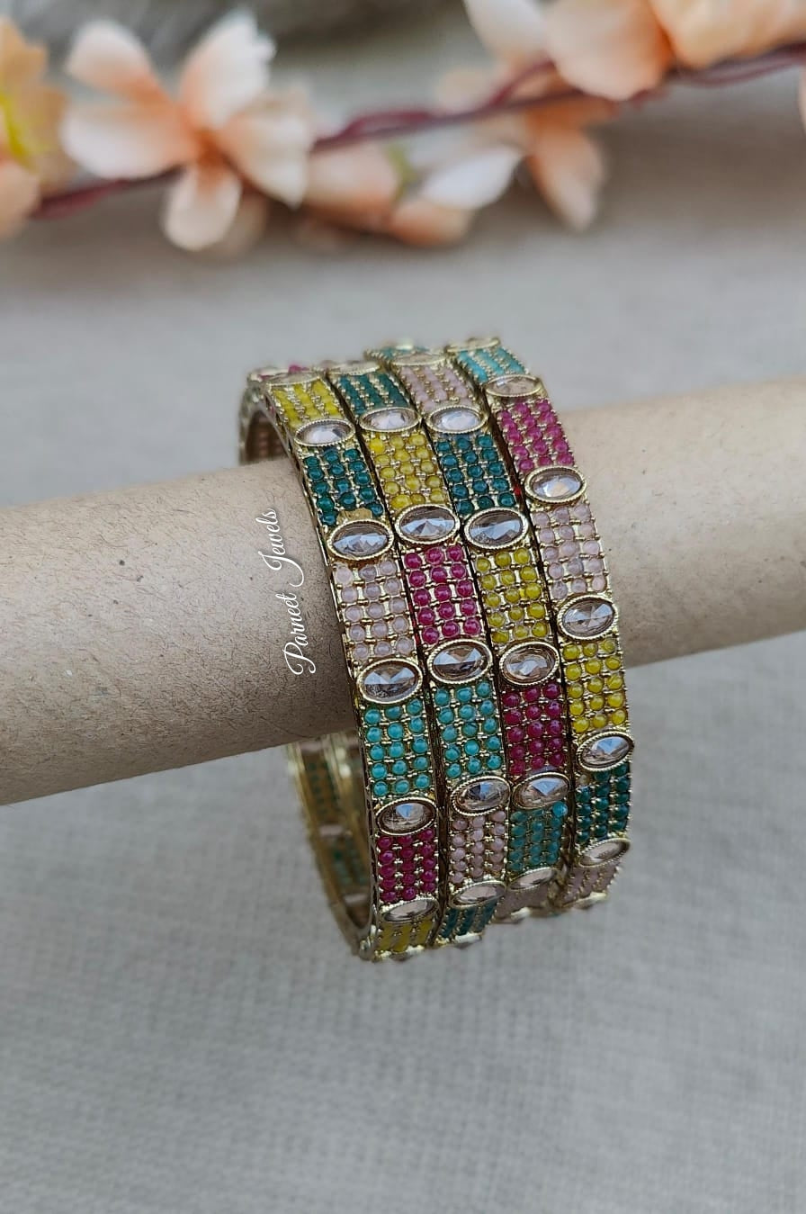 Saina Polki Bangles (Multi)