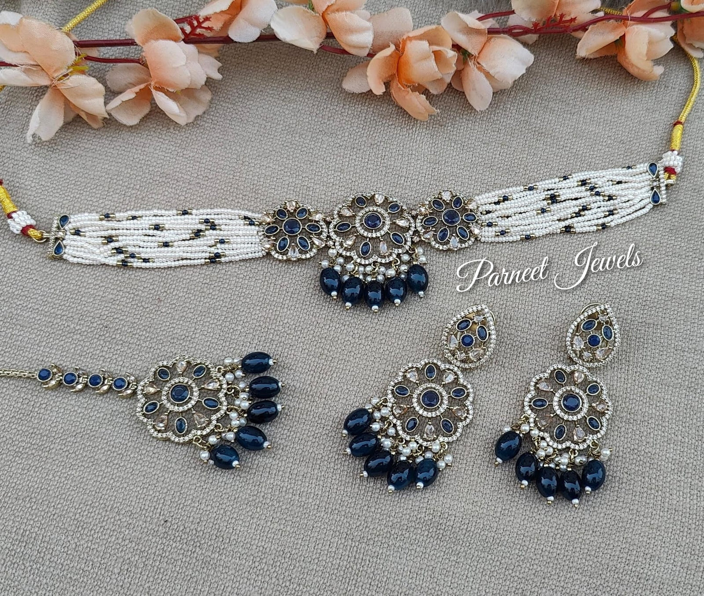 Amina AD/CZ Choker Set