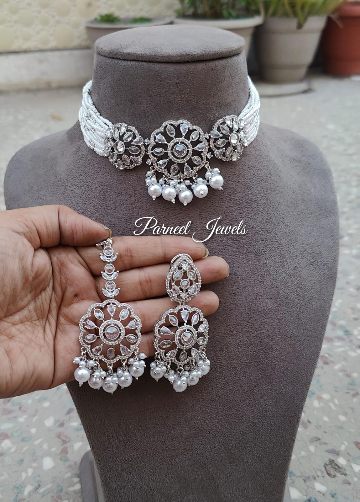 Amina AD/CZ Choker Set