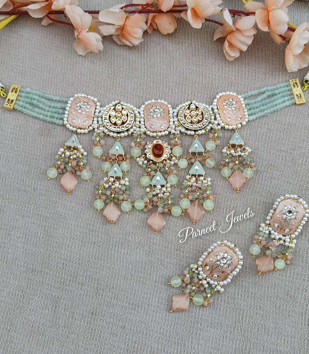 Pravika Meenakari Beaded Choker