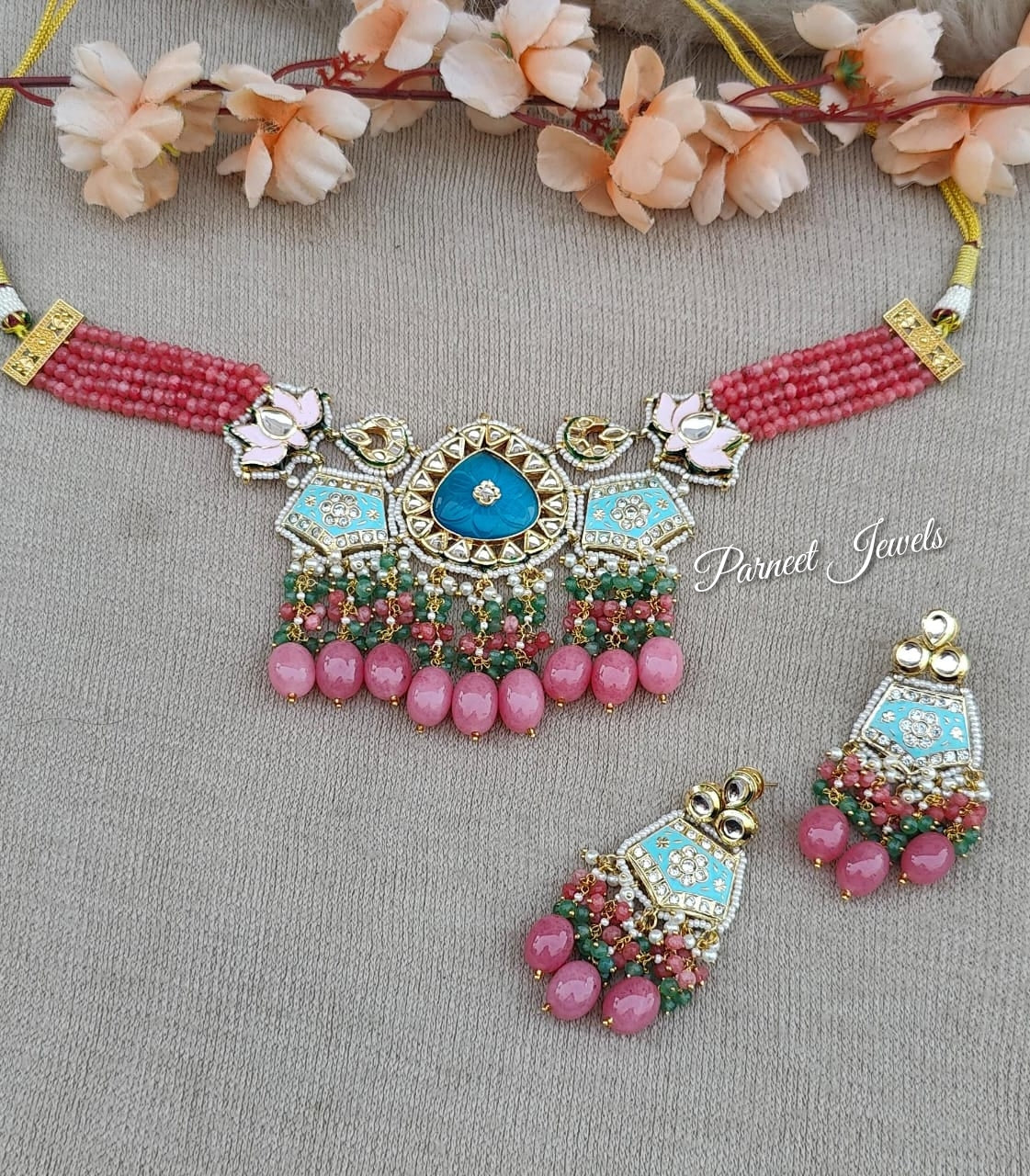 Mannat Meenakari Beaded Choker