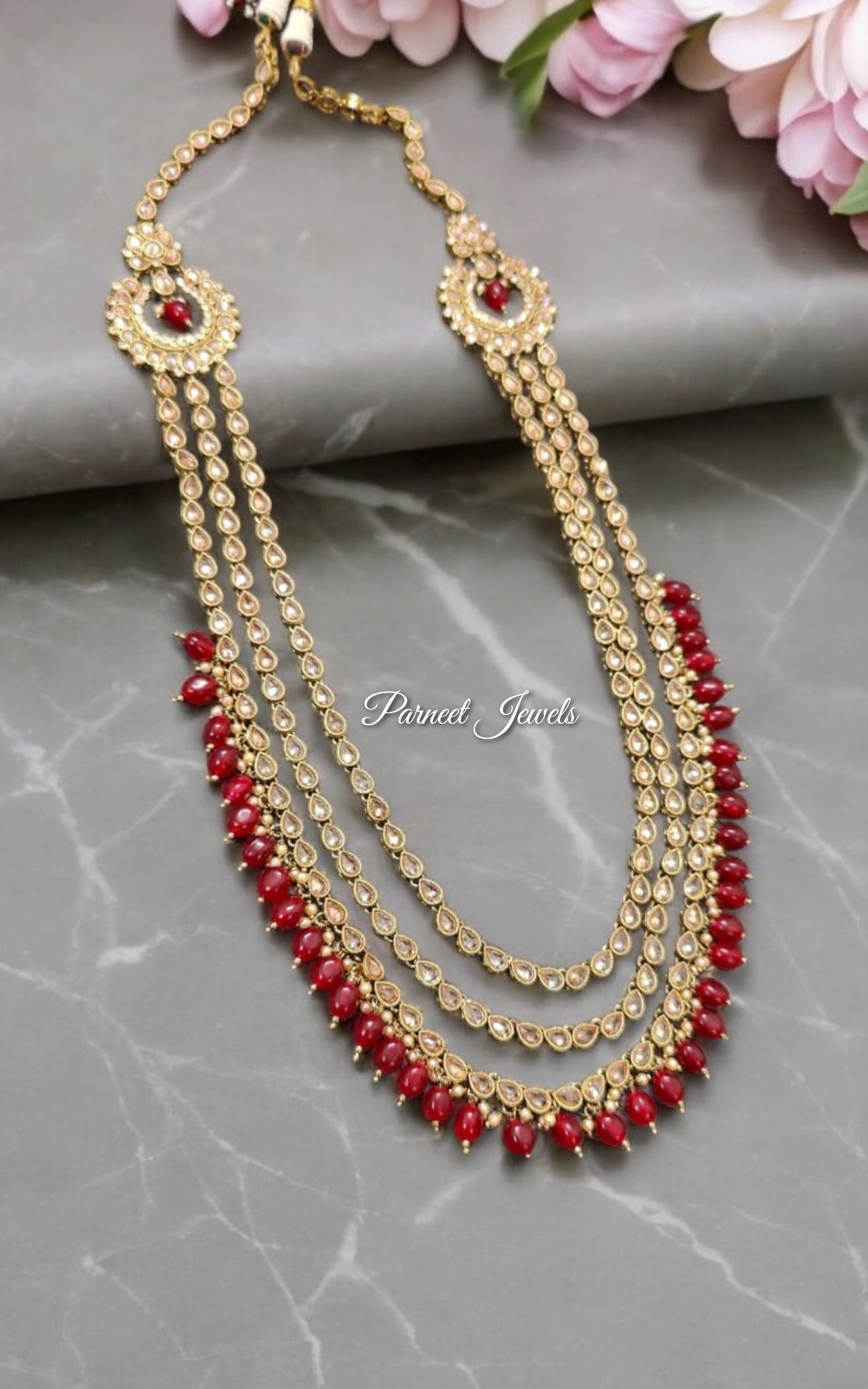 Dimple Long 3-Layered Necklace Set