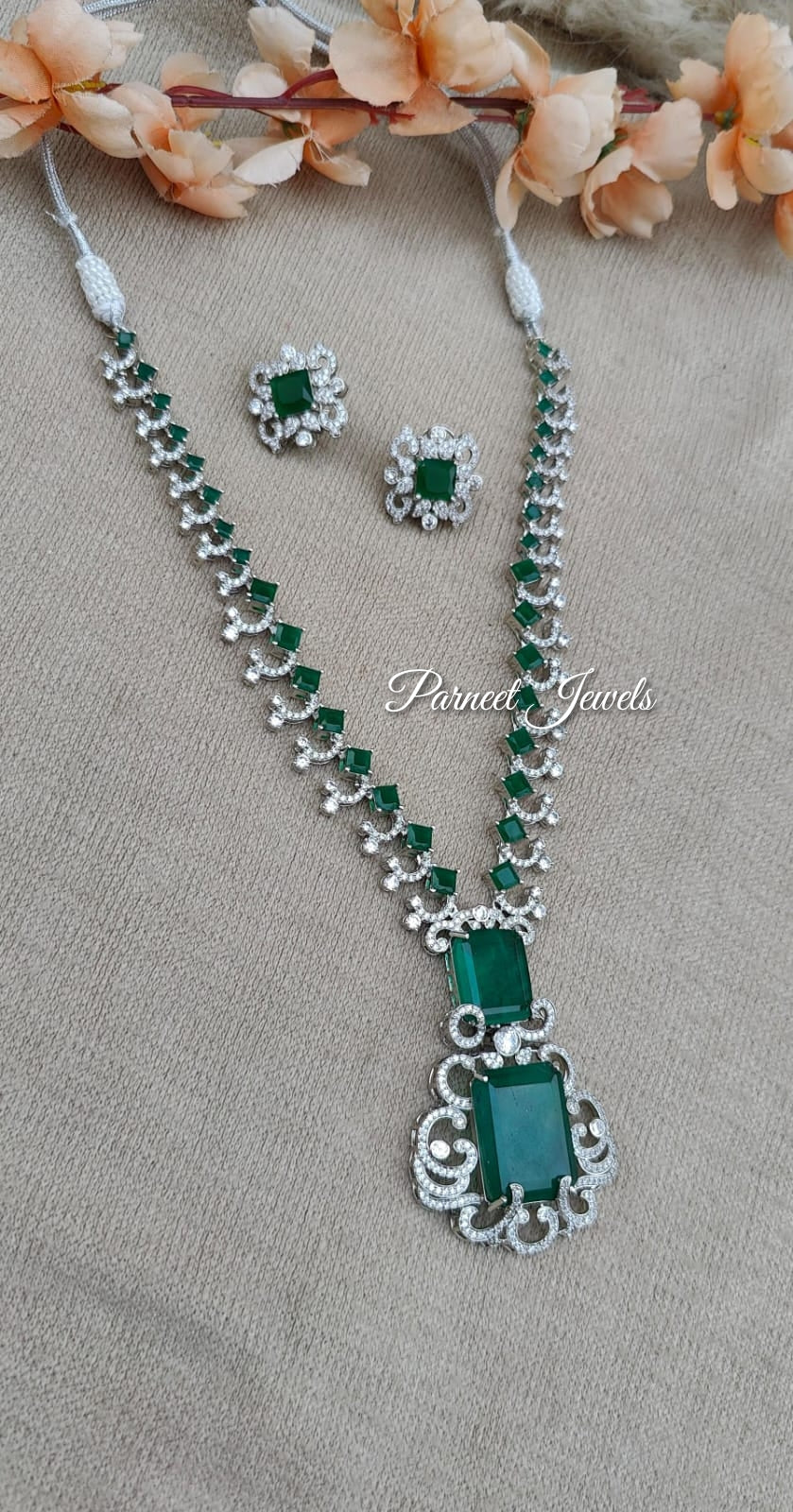 Nita AD/CZ Long Necklace Set