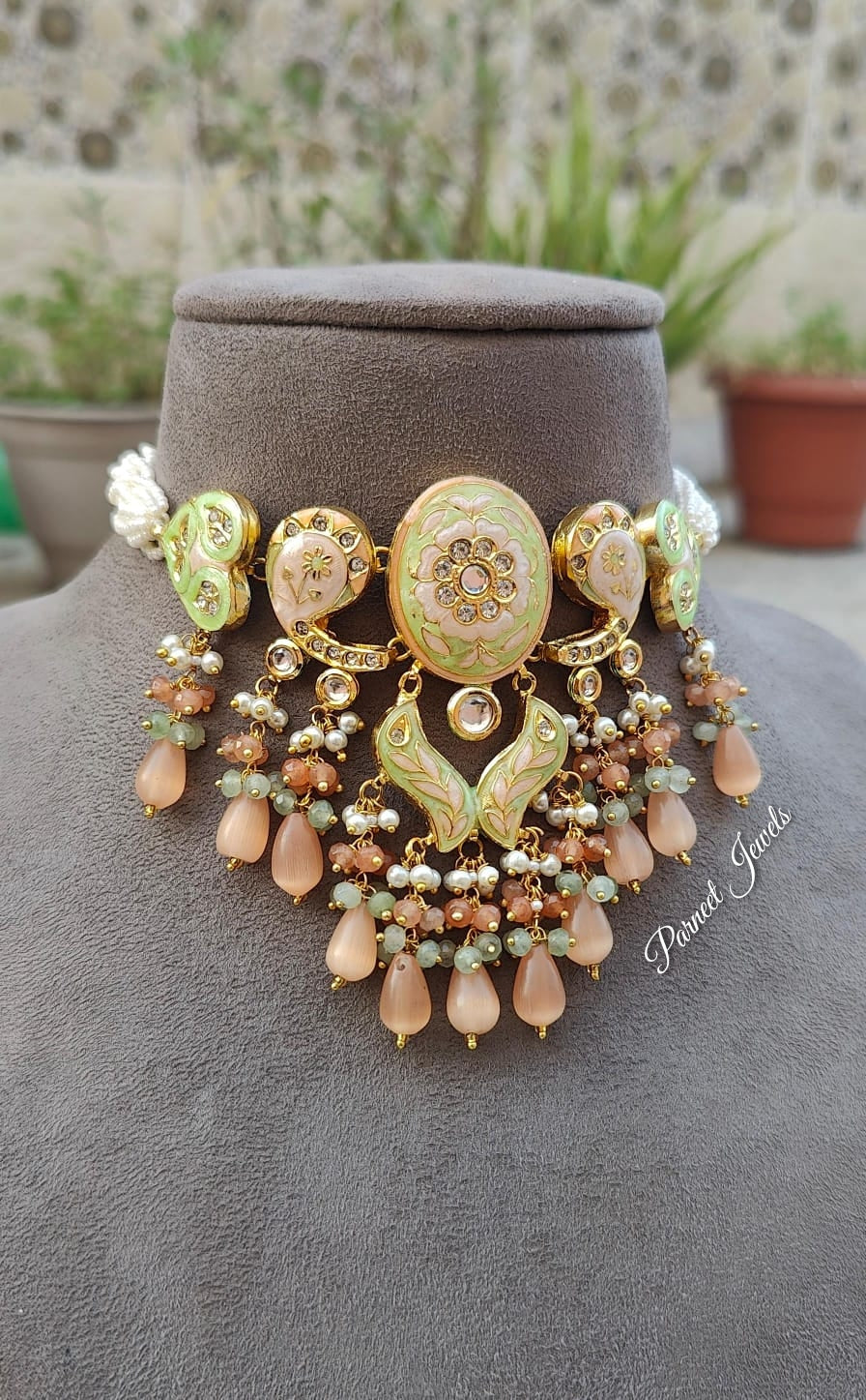 Raman Meenakari Beaded Choker