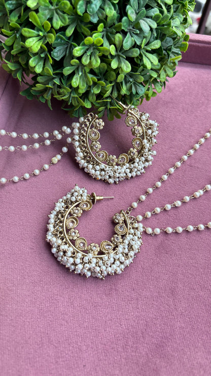 Aditi Oversized Polki Earrings with Earchains