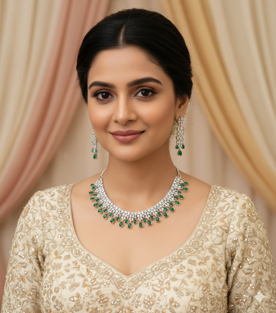 Sanchita AD/CZ Necklace Set