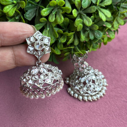 Mini Silver Polki Jhumkas