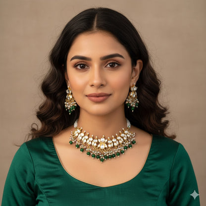 Krishi Pachi Kundan Choker Set
