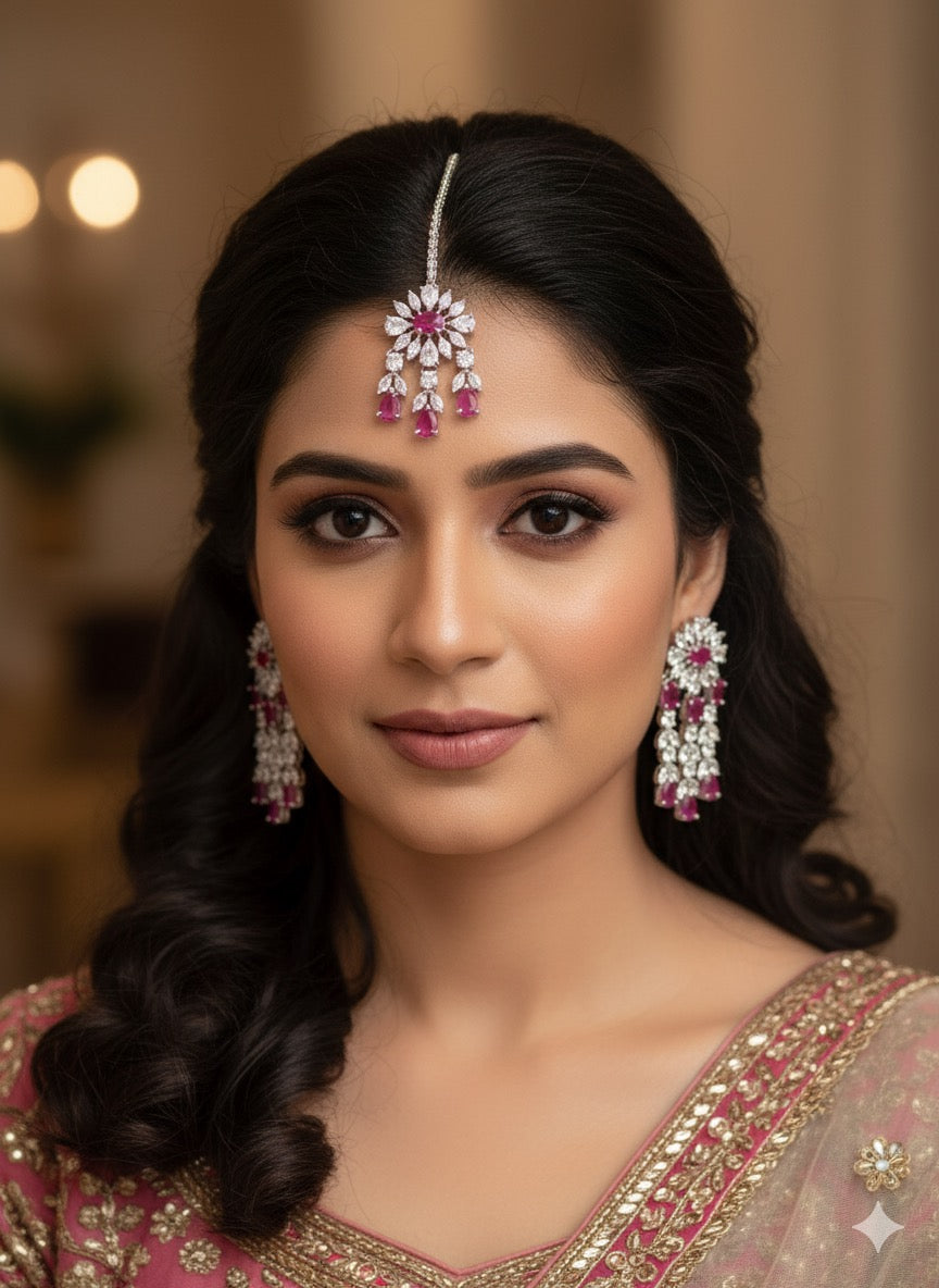 Rizwa Floral AD Earrings Tikka