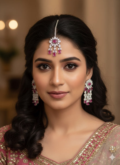 Rizwa Floral AD Earrings Tikka