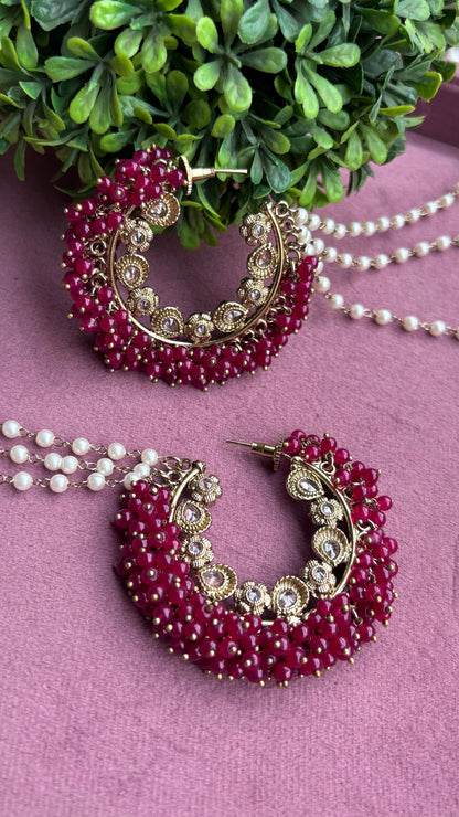 Aditi Oversized Polki Earrings with Earchains
