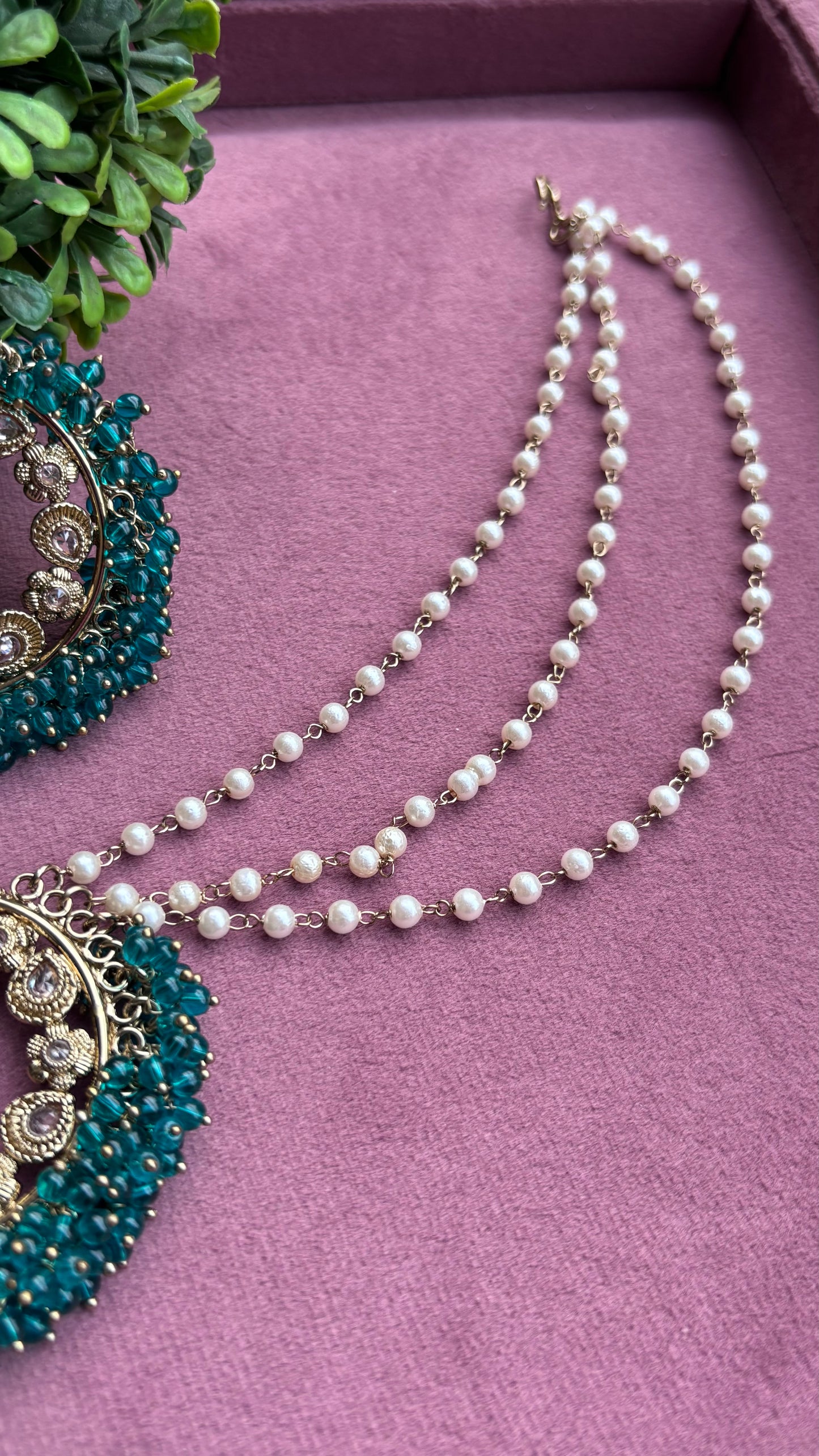 Aditi Oversized Polki Earrings with Earchains