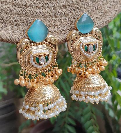 Rachita Gold Brass Jhumkas
