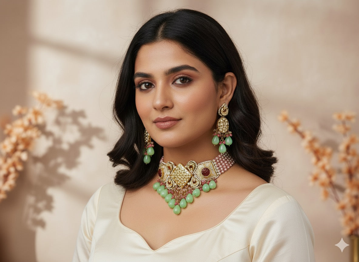 Zoha Meenakari Beaded Choker