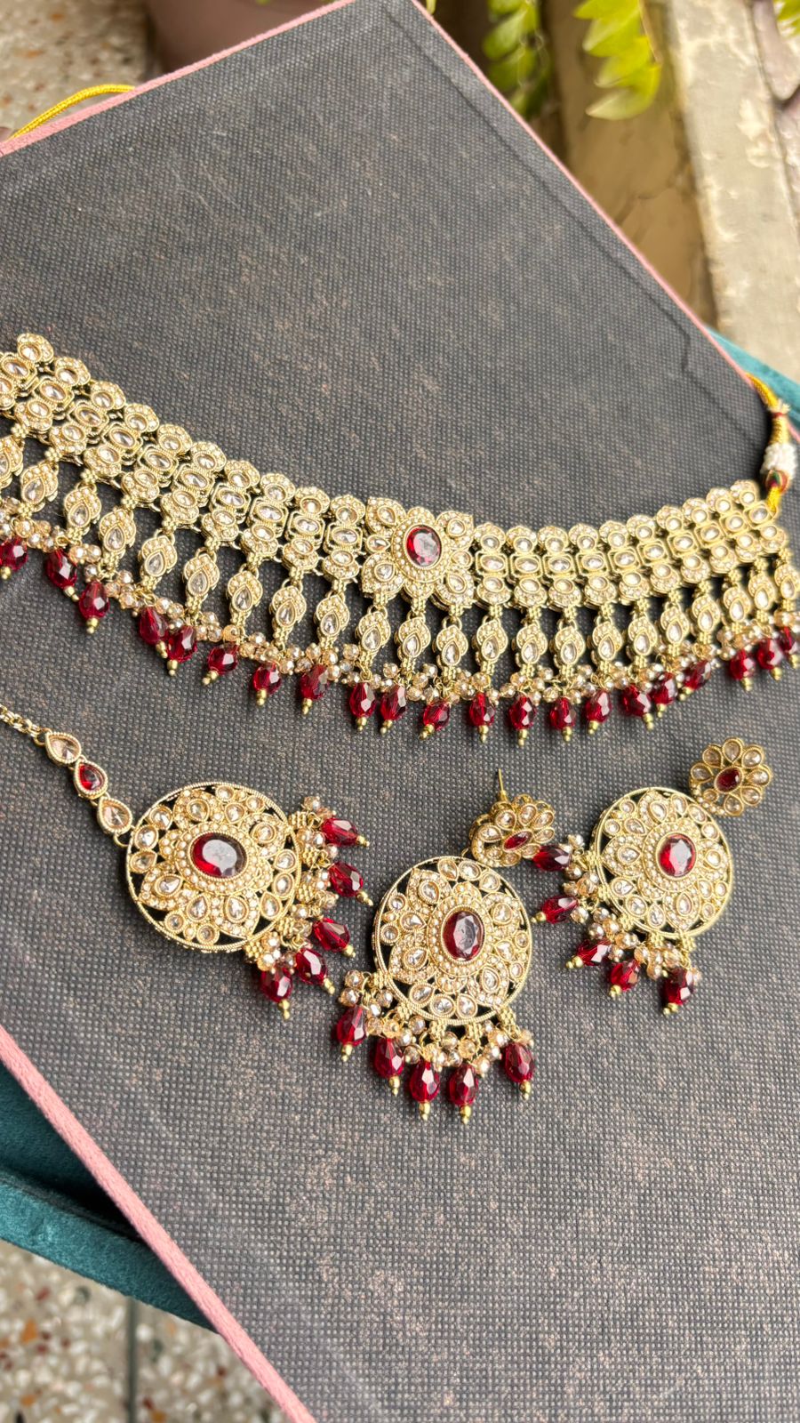 Simra Polki Choker Necklace | Gold-Plated Polki Bridal Jewelry