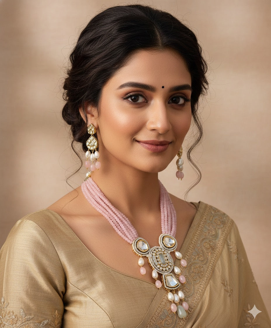 Tamanna Beaded Necklace (Pink)