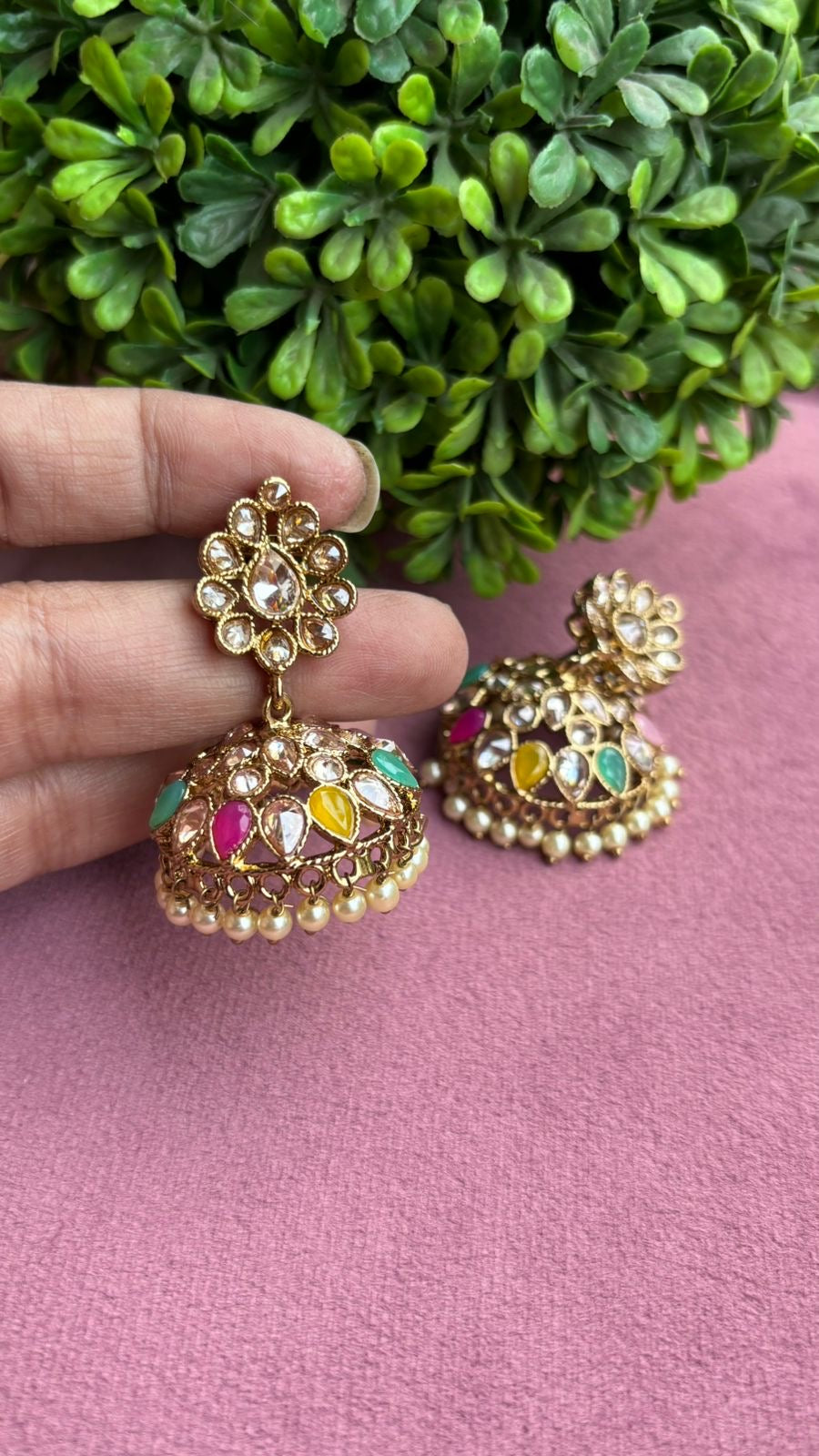 Mini Polki Jhumkas