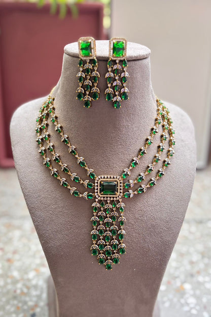 Simrat AD Necklace Set | AD Necklace with Earrings