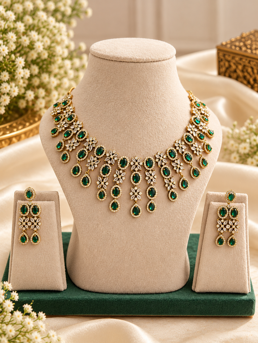 Liyana AD Necklace Set | AD Necklace with Earrings