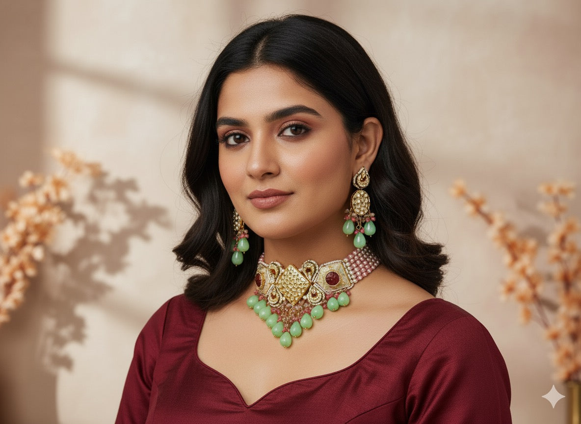 Zoha Meenakari Beaded Choker