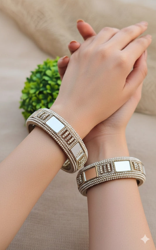 Rami Mirror Bangles(Pearl)